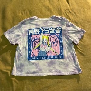 Sailor Moon Cropped Tshirt Pink Purple Tie Dye